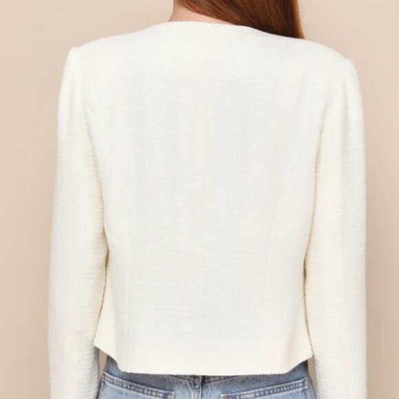 Lulu's Undeniably Poised Tweed Blazer in Cream - Picture 3 of 4